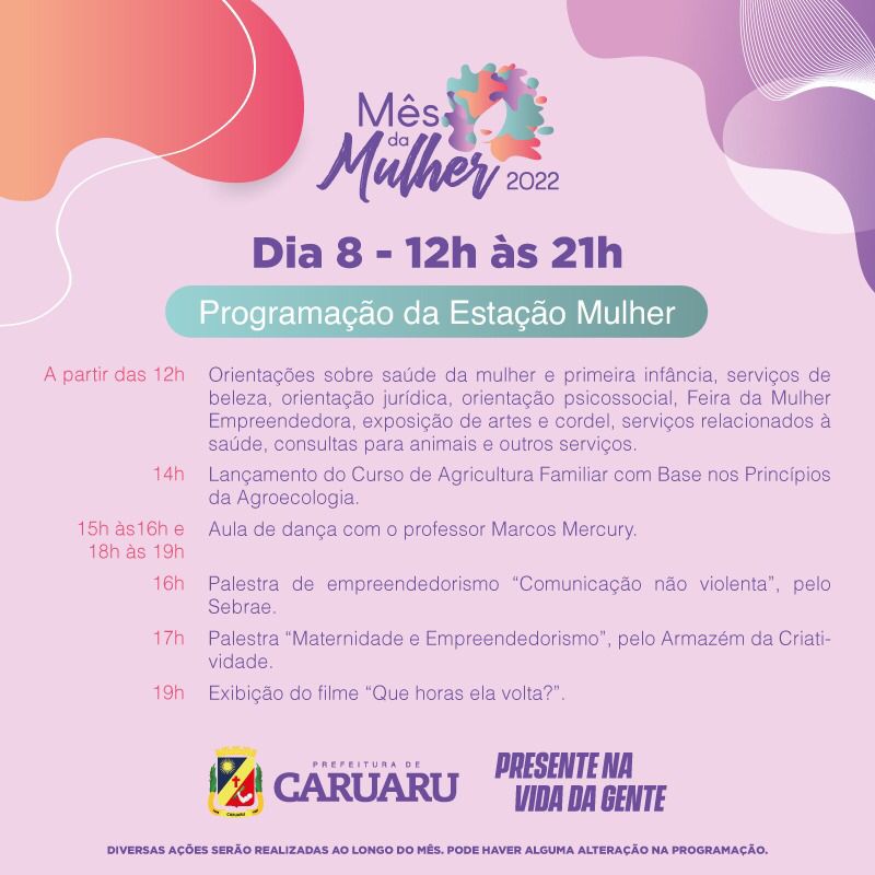 Confira a programação especial para o Dia da Mulher em Caruaru
